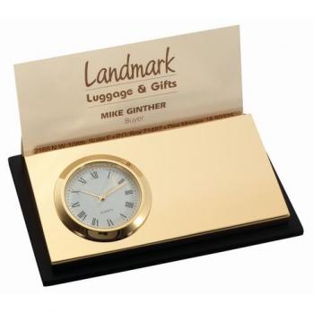 Duo Gold Business Card Holder and Clock