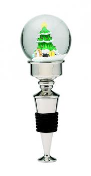 Holiday Tree Snowglobe Bottle Stopper