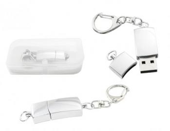 Polished Silver Metal USB Flash Drive and Keychain