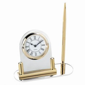 Round Classic Pen Stand with Clock