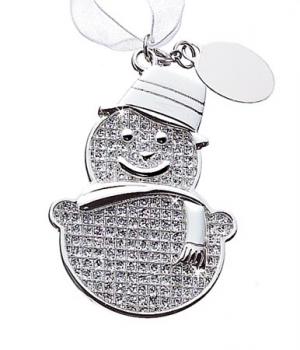 Covered Crystal Nickel plated Snowman Ornament