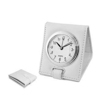 White Faux Leather Travel Alarm Travel Clock