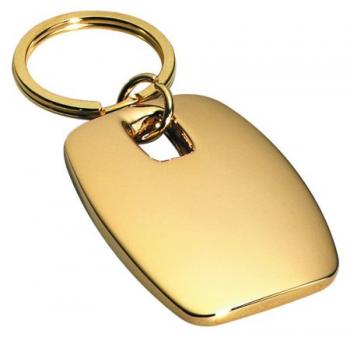 Oblong Key Chain with Gold Colored Finish