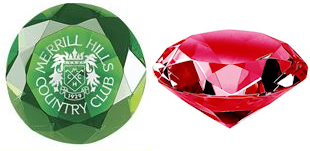 Green and Red Crystal Paperweights